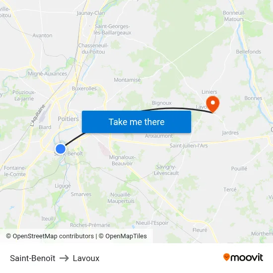 Saint-Benoît to Lavoux map