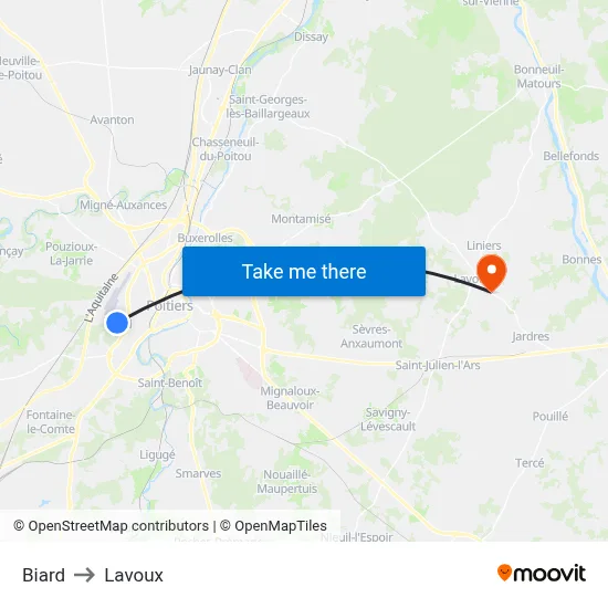 Biard to Lavoux map