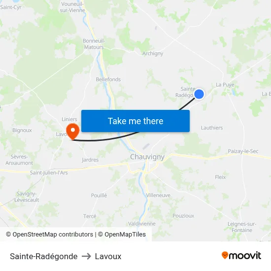 Sainte-Radégonde to Lavoux map