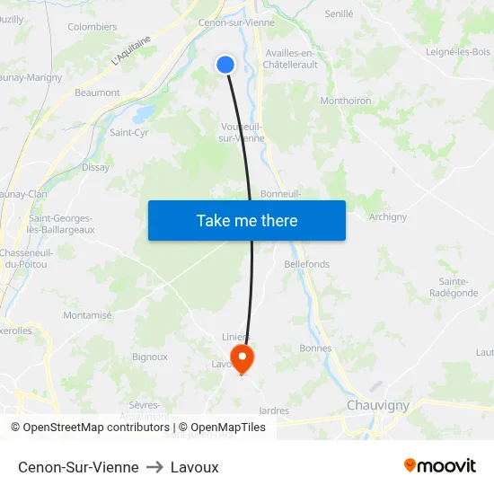 Cenon-Sur-Vienne to Lavoux map