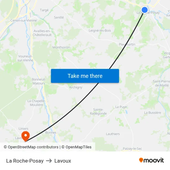 La Roche-Posay to Lavoux map