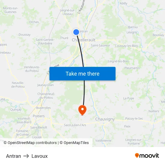 Antran to Lavoux map