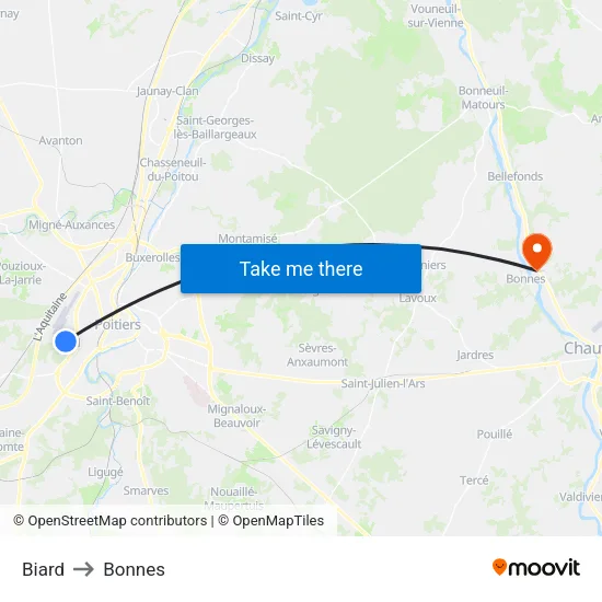 Biard to Bonnes map