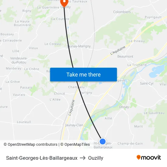 Saint-Georges-Lès-Baillargeaux to Ouzilly map