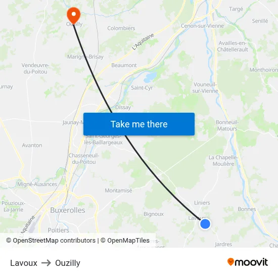 Lavoux to Ouzilly map