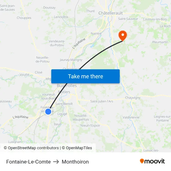 Fontaine-Le-Comte to Monthoiron map