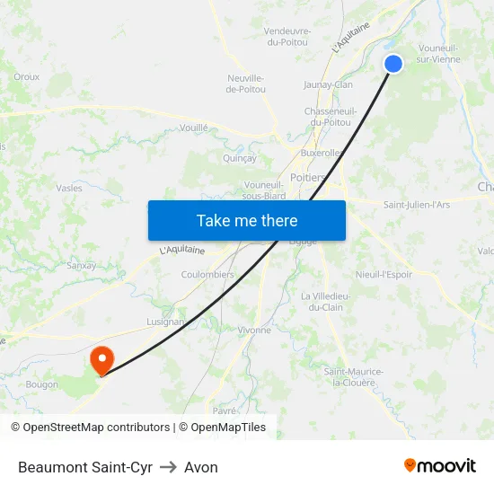 Beaumont Saint-Cyr to Avon map