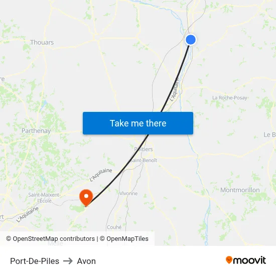 Port-De-Piles to Avon map