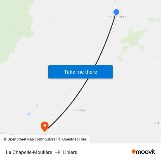 La Chapelle-Moulière to Liniers map