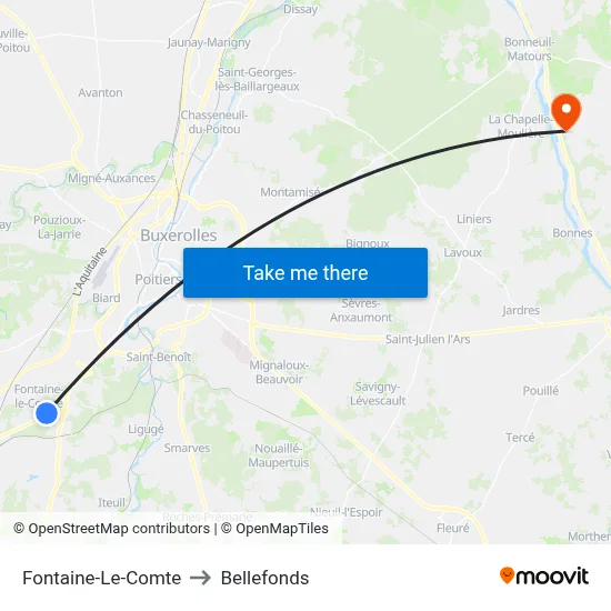 Fontaine-Le-Comte to Bellefonds map