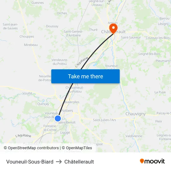 Vouneuil-Sous-Biard to Châtellerault map