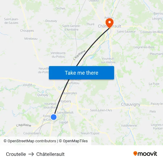 Croutelle to Châtellerault map