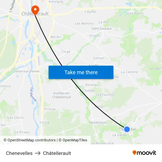 Chenevelles to Châtellerault map