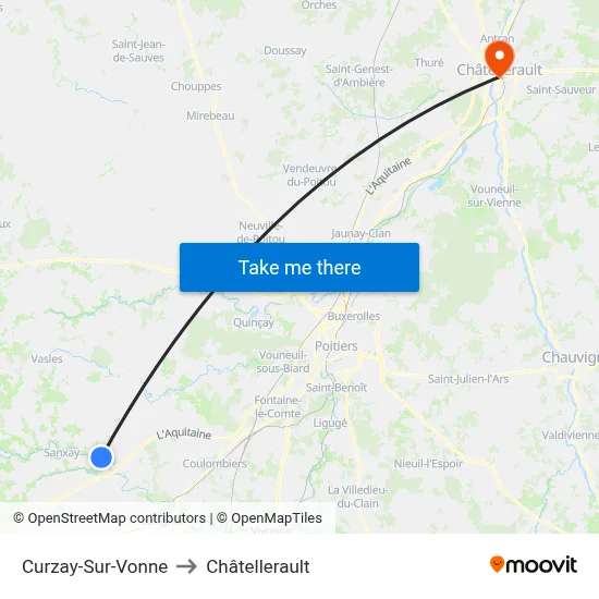 Curzay-Sur-Vonne to Châtellerault map