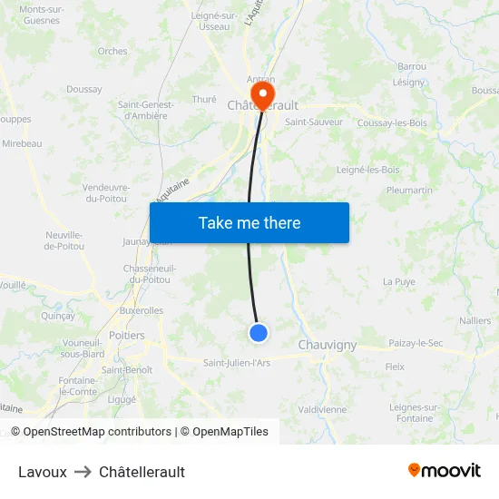 Lavoux to Châtellerault map