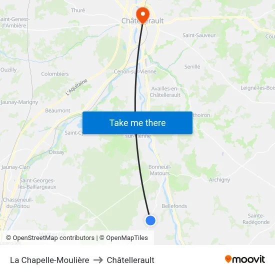 La Chapelle-Moulière to Châtellerault map