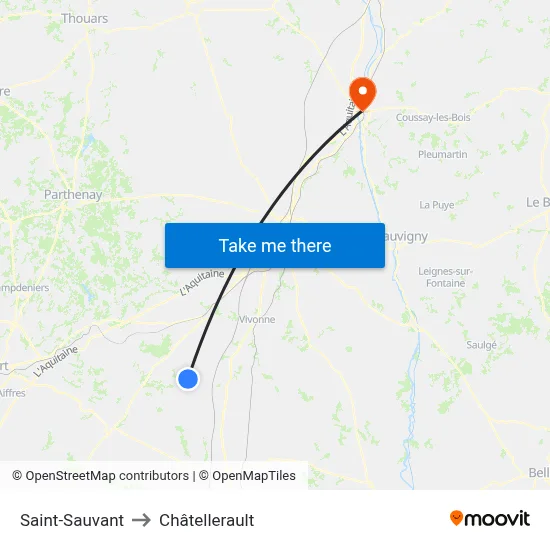 Saint-Sauvant to Châtellerault map