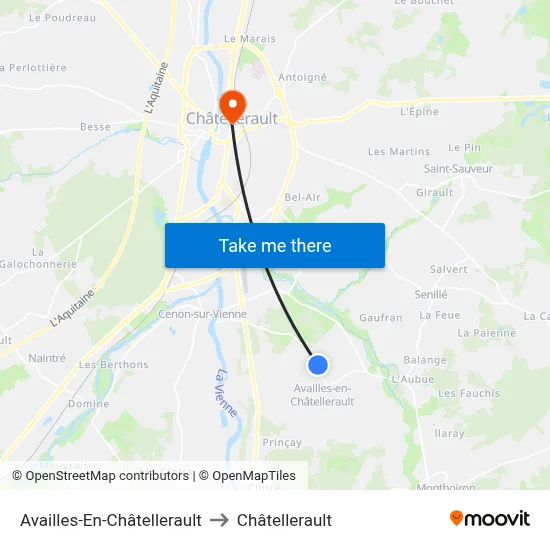 Availles-En-Châtellerault to Châtellerault map