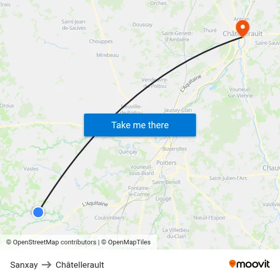 Sanxay to Châtellerault map