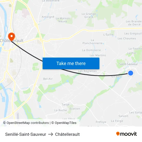 Senillé-Saint-Sauveur to Châtellerault map