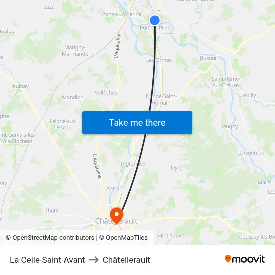 La Celle-Saint-Avant to Châtellerault map