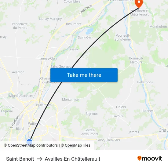 Saint-Benoît to Availles-En-Châtellerault map