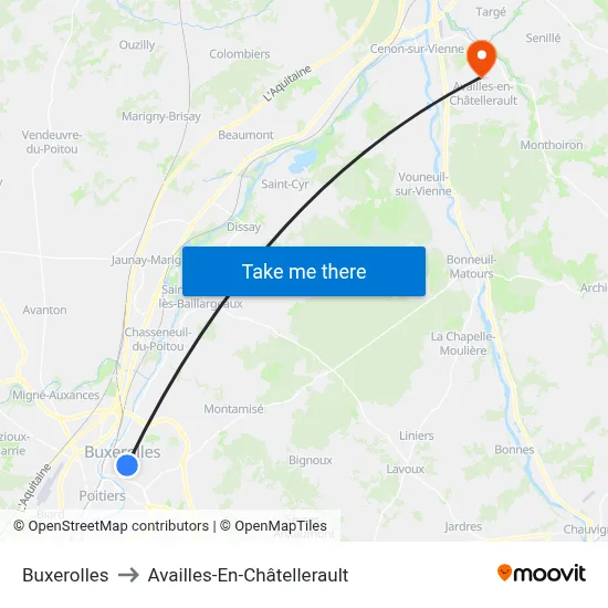 Buxerolles to Availles-En-Châtellerault map
