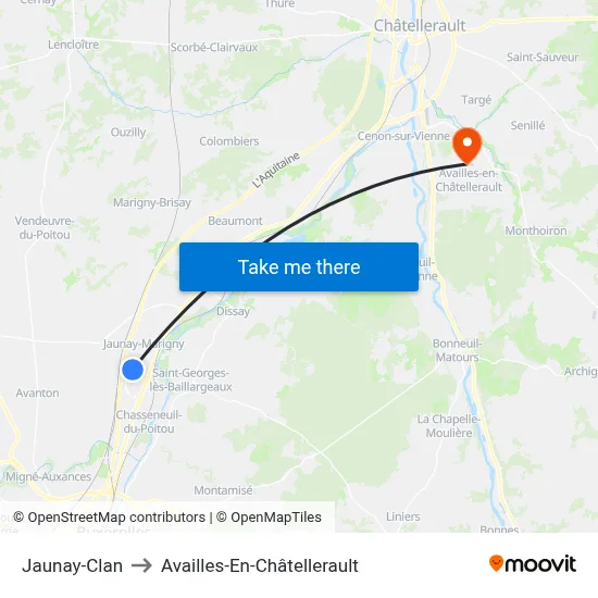 Jaunay-Clan to Availles-En-Châtellerault map