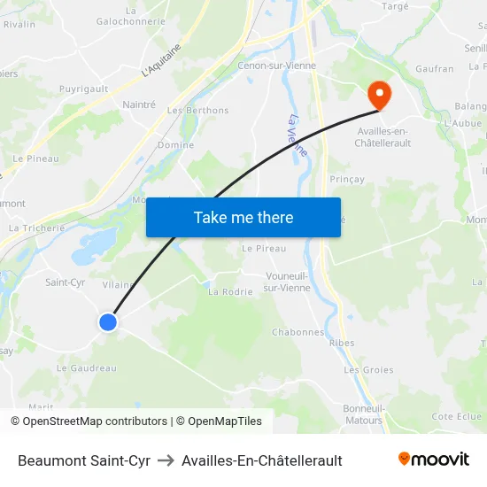 Beaumont Saint-Cyr to Availles-En-Châtellerault map