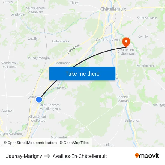 Jaunay-Marigny to Availles-En-Châtellerault map