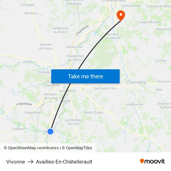Vivonne to Availles-En-Châtellerault map