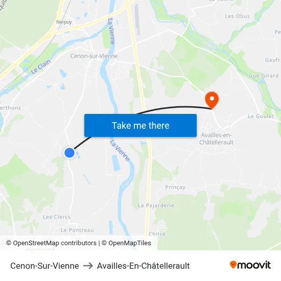 Cenon-Sur-Vienne to Availles-En-Châtellerault map