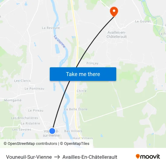 Vouneuil-Sur-Vienne to Availles-En-Châtellerault map