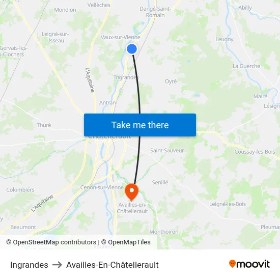 Ingrandes to Availles-En-Châtellerault map