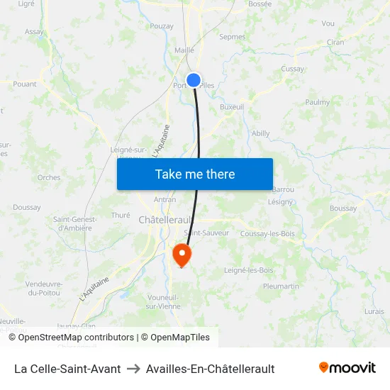 La Celle-Saint-Avant to Availles-En-Châtellerault map
