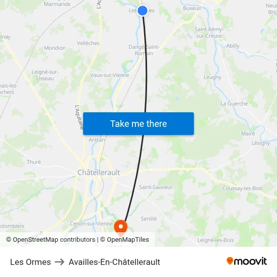 Les Ormes to Availles-En-Châtellerault map