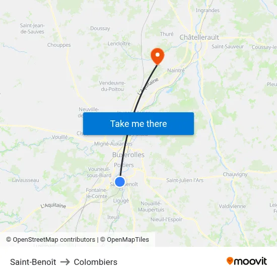 Saint-Benoît to Colombiers map