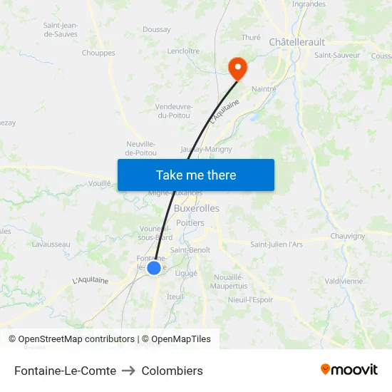 Fontaine-Le-Comte to Colombiers map