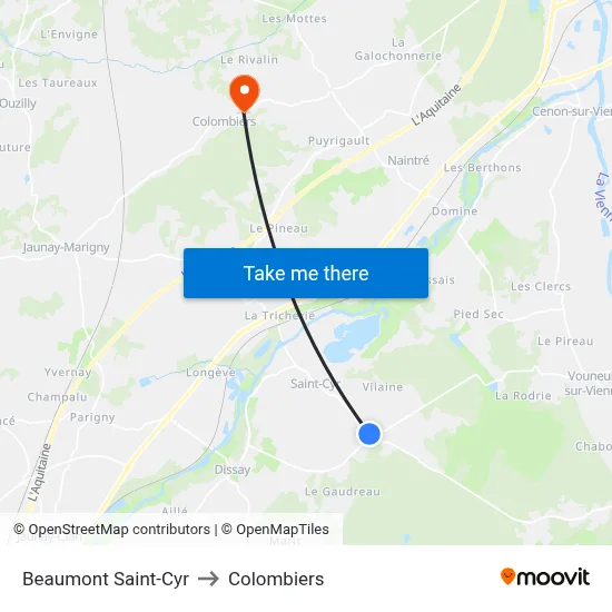 Beaumont Saint-Cyr to Colombiers map