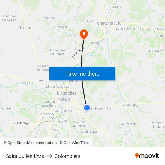 Saint-Julien-L'Ars to Colombiers map