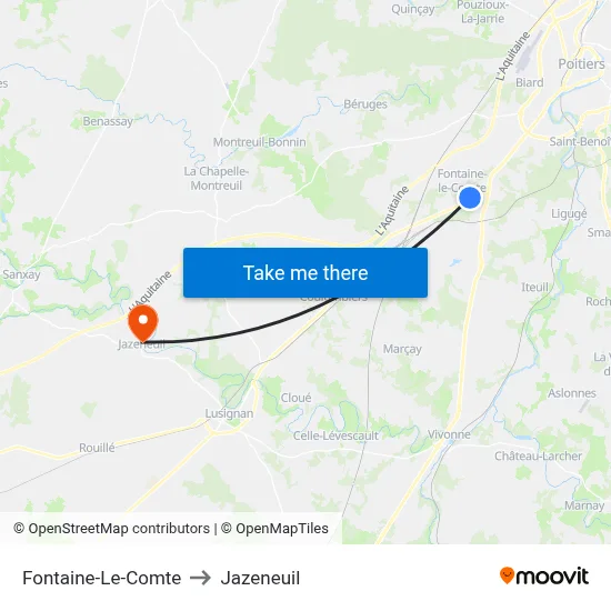 Fontaine-Le-Comte to Jazeneuil map