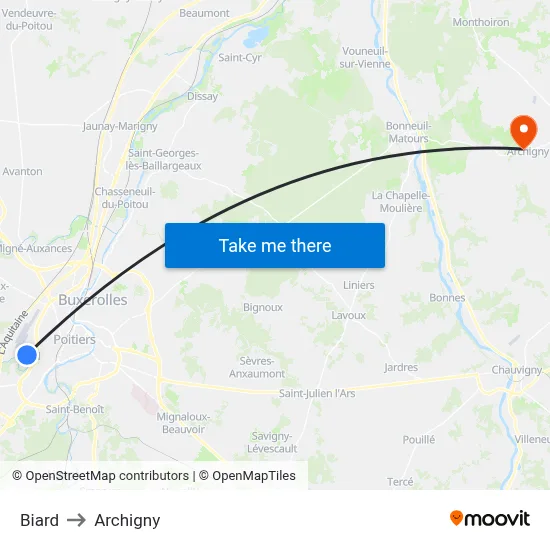 Biard to Archigny map