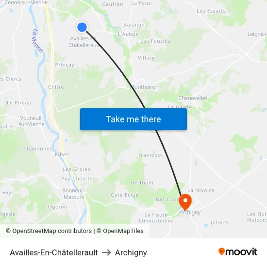 Availles-En-Châtellerault to Archigny map