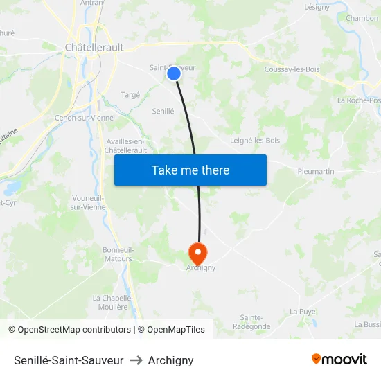 Senillé-Saint-Sauveur to Archigny map