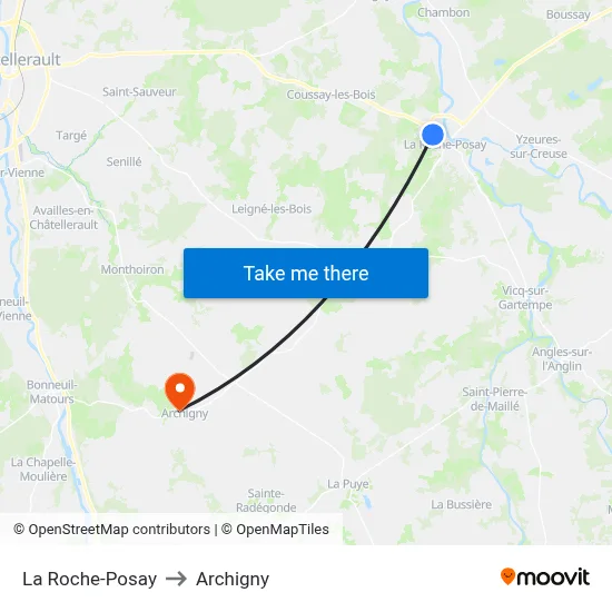 La Roche-Posay to Archigny map