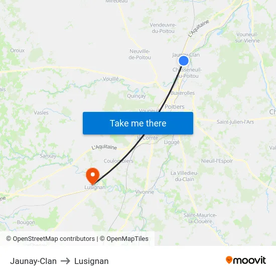 Jaunay-Clan to Lusignan map