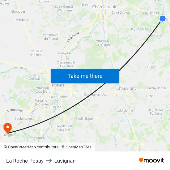 La Roche-Posay to Lusignan map