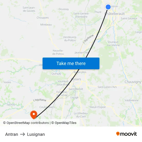 Antran to Lusignan map