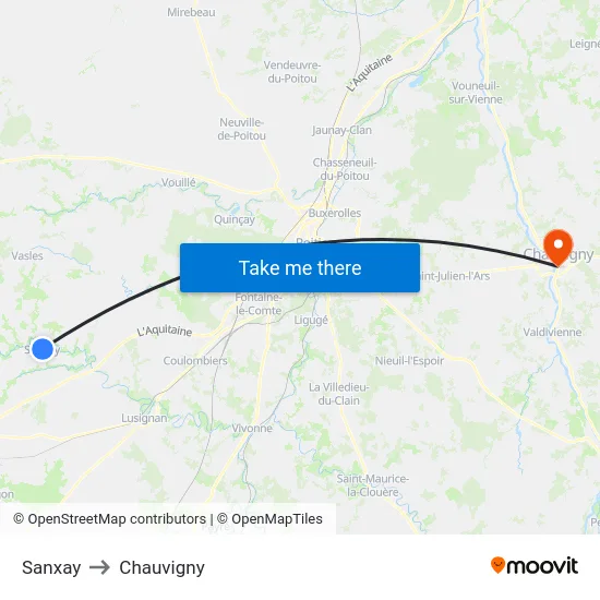 Sanxay to Chauvigny map