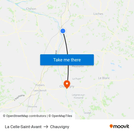 La Celle-Saint-Avant to Chauvigny map